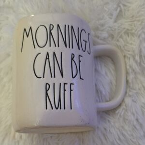 New Rae Dunn White Mug with Black Text